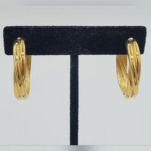 Napier Goldtone Twisted Hoop Earrings #766
